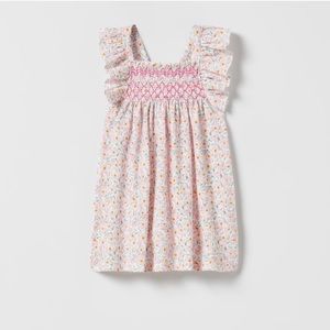 Zara Smocked Printed Dress